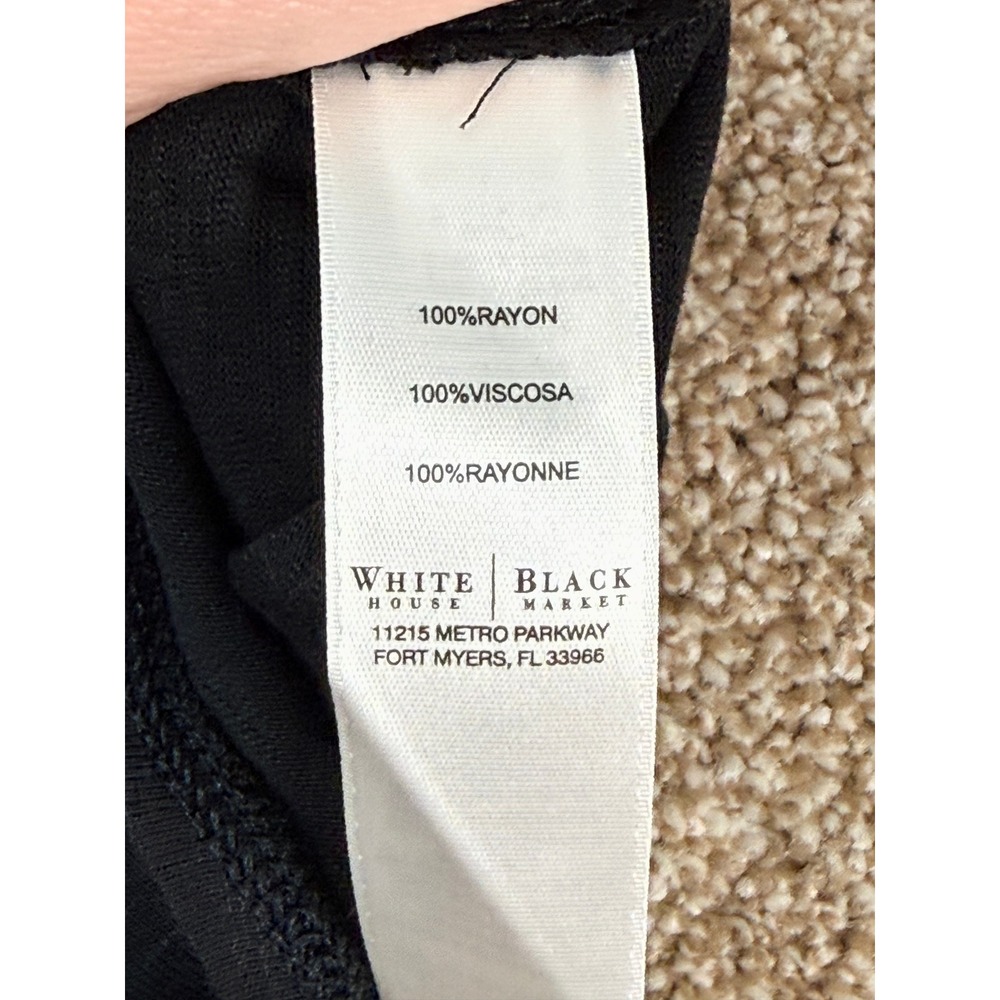 White House Black Market Black Rayon Slub Henley High-Low Top Womens Large L - Picture 6 of 10